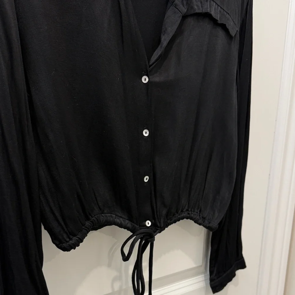 Zara Black Satin Blouse - Picture 3 of 4